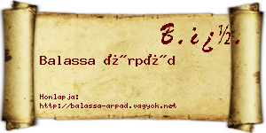 Balassa Árpád névjegykártya