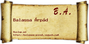 Balassa Árpád névjegykártya