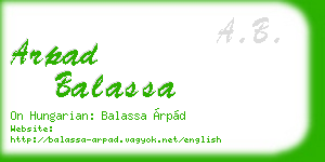 arpad balassa business card