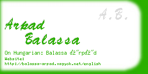 arpad balassa business card